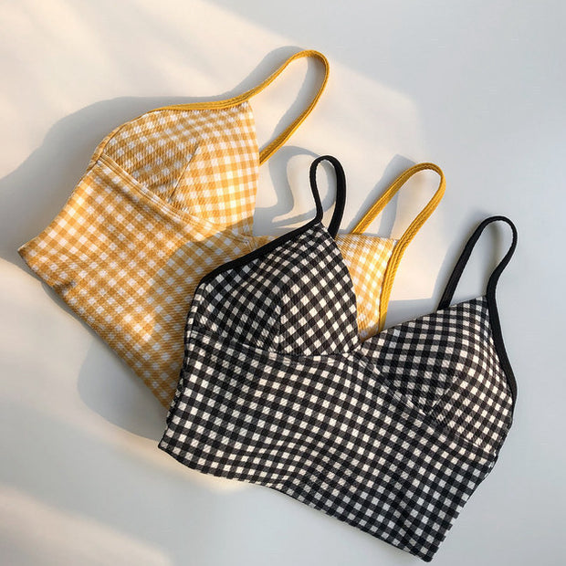 One-piece simple plaid resort swimsuit