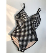 One-piece simple plaid resort swimsuit
