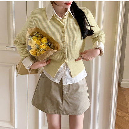 Metal Button Knitted Cardigan Jacket