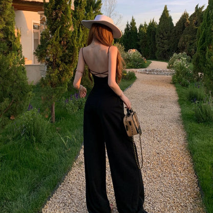 Black Spaghetti Strap Padded Jumpsuit