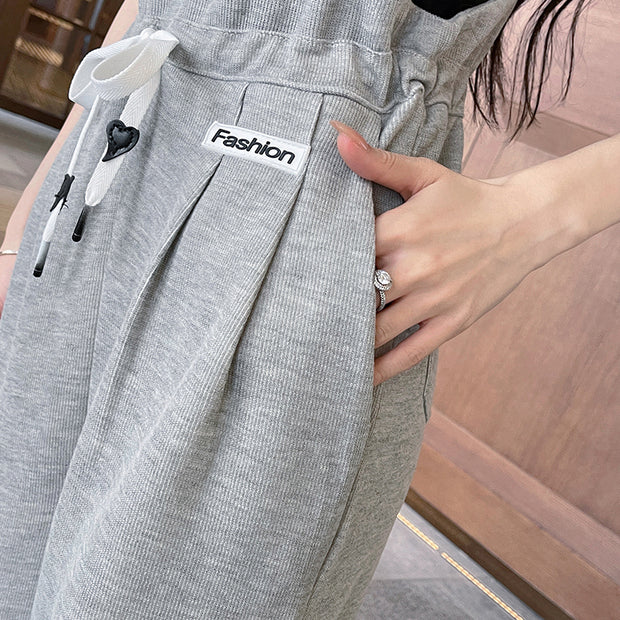 Casual drawstring waist loose suspenders jumpsuit