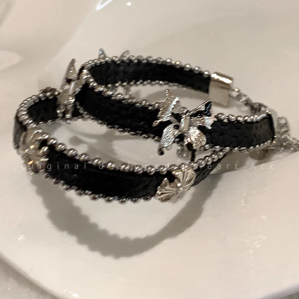 Retro Black Cross Leather Cord Temperament Bracelet