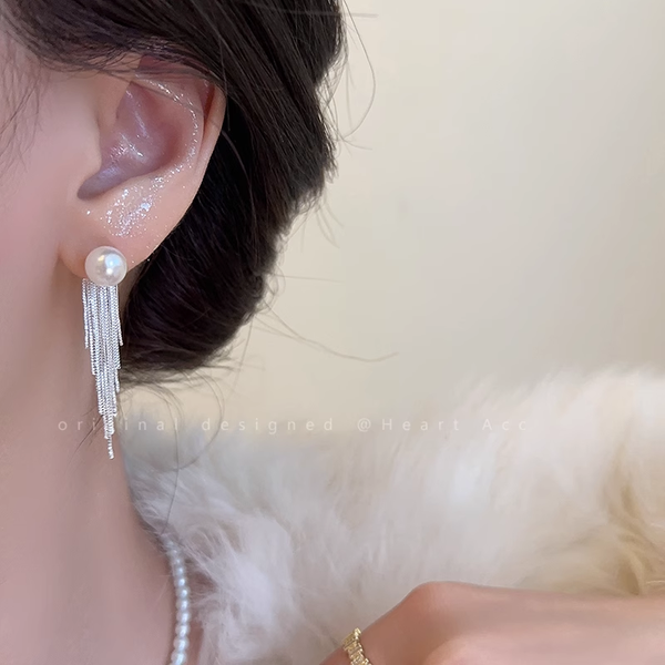 Tassel Pearl Earrings Fashionable Exquisite Studs