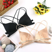 Seamless front button cross back soft bra underwear