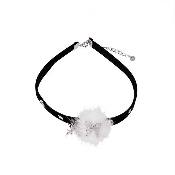 Mink Hair Zircon Bow Necklace Clavicle Chain Neck Collar Accessories