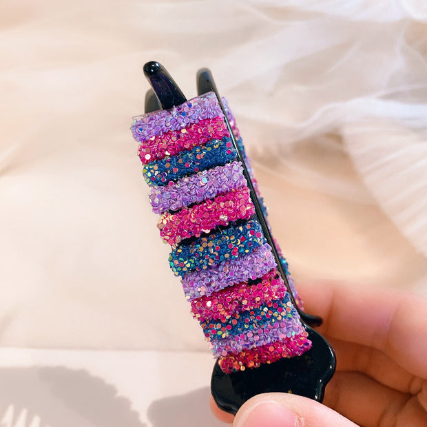 Rainbow meatball hairstyle clip hair accessories