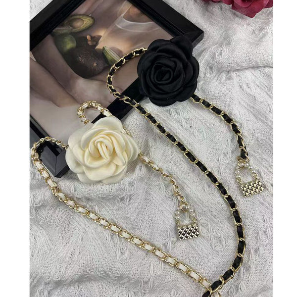 Camellia Lock Metal Waist Chain Belt