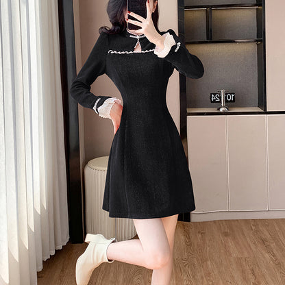 Corduroy Pearl Button Dress