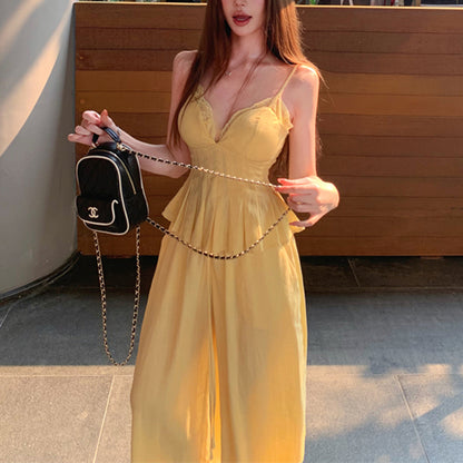 Linen Camisole and Pants Vacation Two-Piece Set