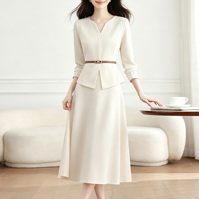 Black Long-Sleeved Top And Skirt Two-Piece Set