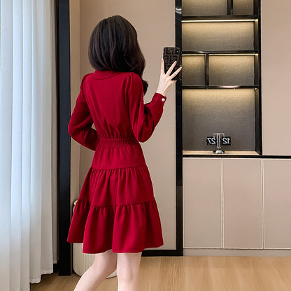 Retro Red High-Waisted Dress