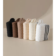 Striped textured mid-calf cotton socks