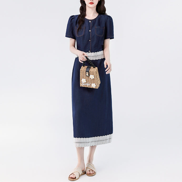 Tencel Lightweight Denim Suit Skirt