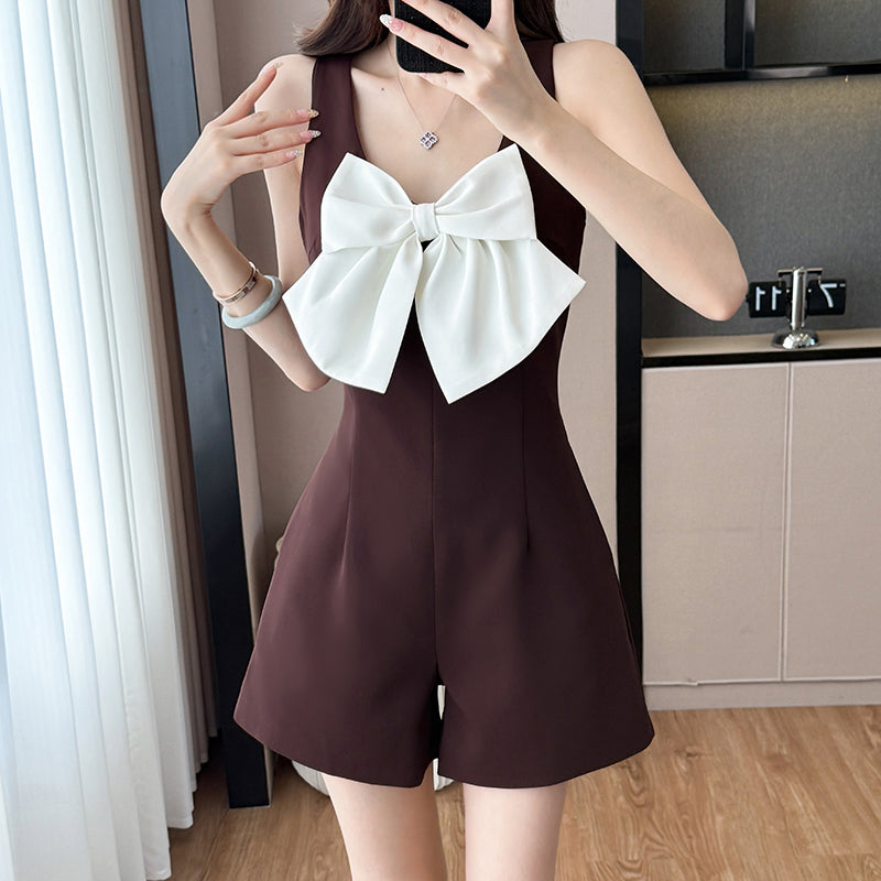 French-Style Fashionable Bow Jumpsuit