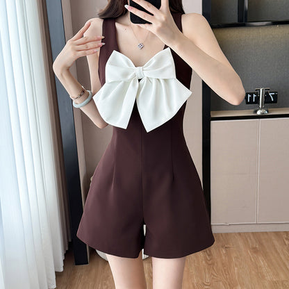 French-Style Fashionable Bow Jumpsuit