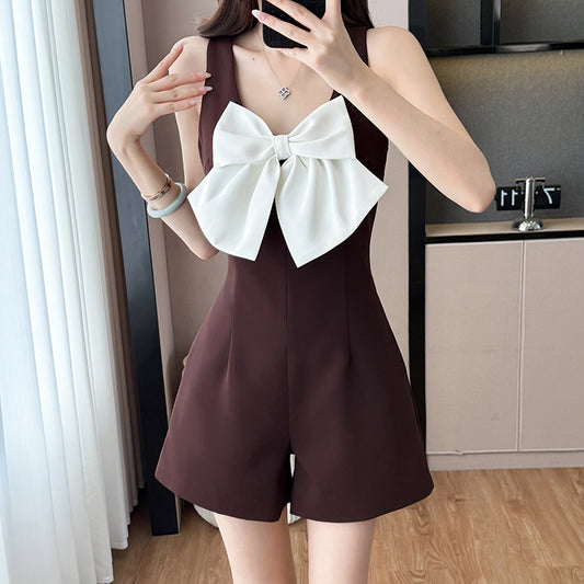 French-Style Fashionable Bow Jumpsuit