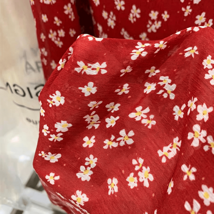 Red Floral Midi Skirt