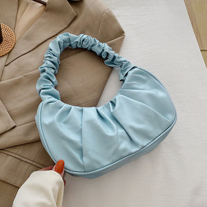 Wrinkled Cloud Solid Color Shoulder Handbag