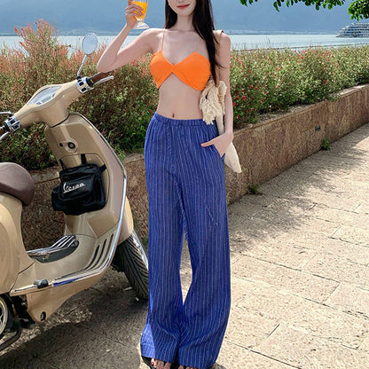 Casual Sun Protection Bikini Beach Vacation Style Set