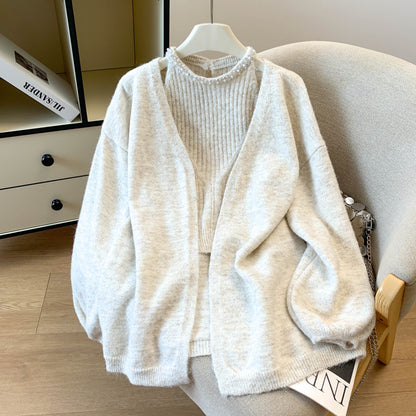 Stylish Camisole Knit Sweater Two-Piece Set