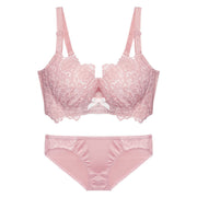 Embroidered lace push up sexy bra panties set