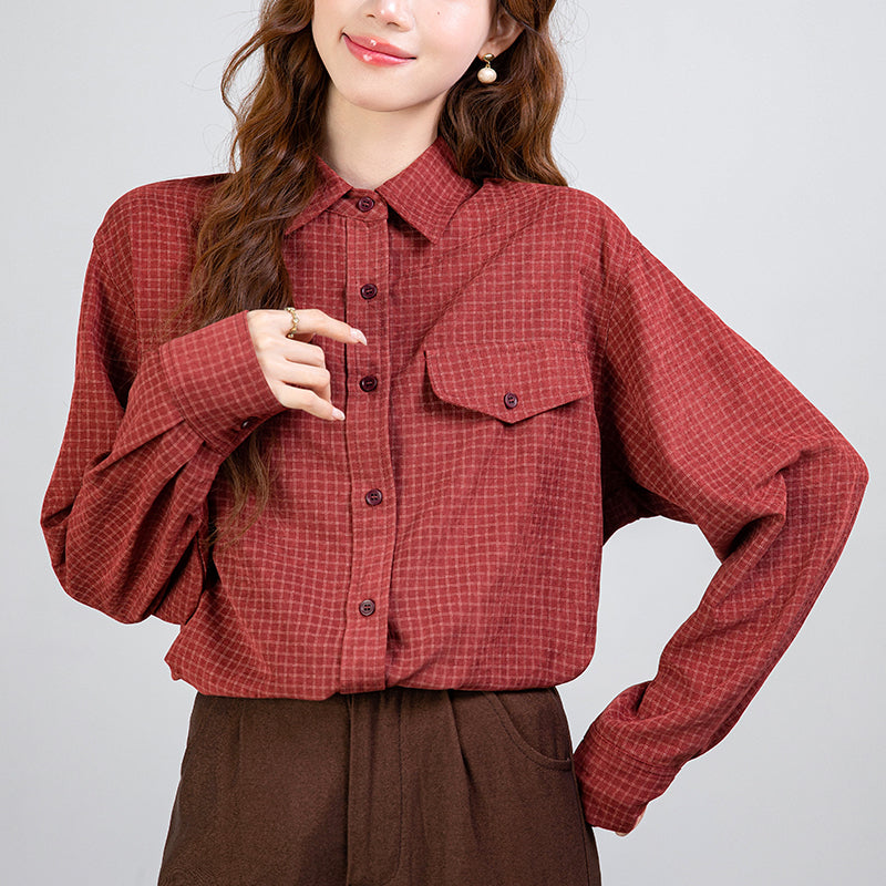 Retro Long-Sleeved Plaid Shirt