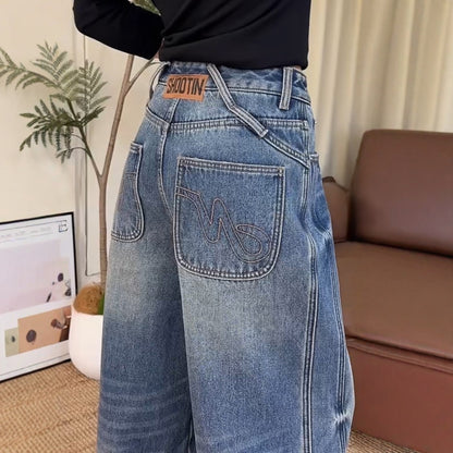 Fleece-Lined Vintage Wide-Leg Trousers