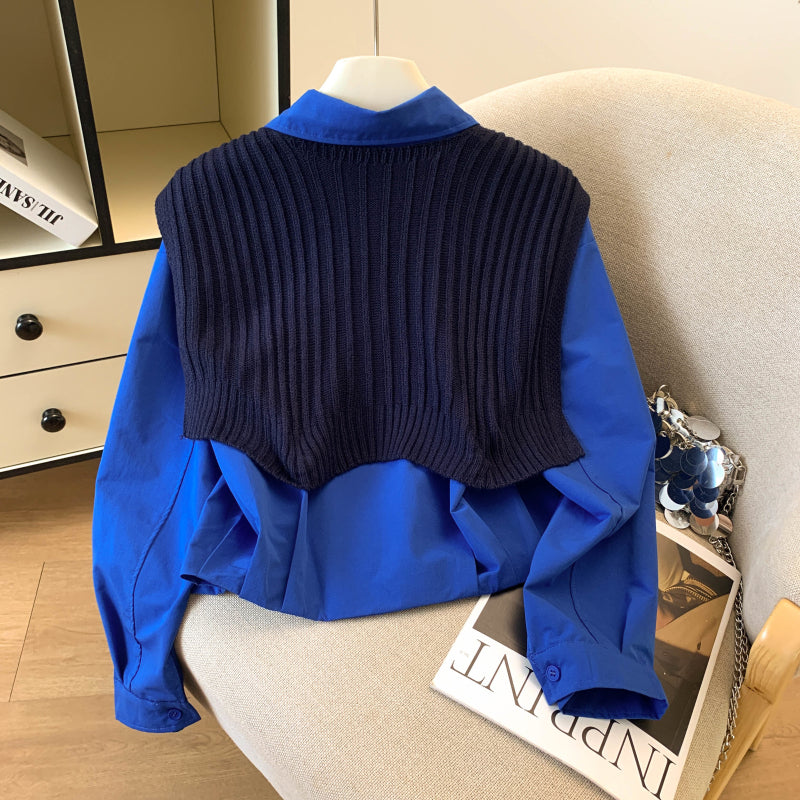 Long-Sleeved Pure Cotton Shirt With A Shawl