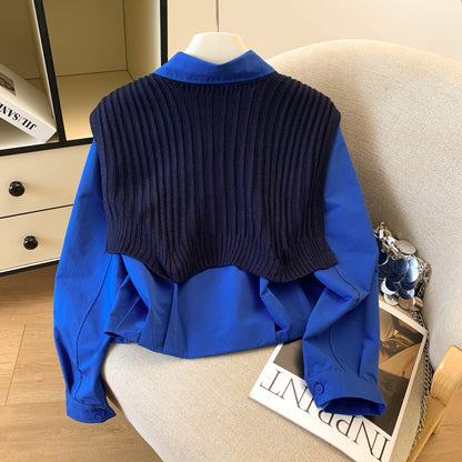 Long-Sleeved Pure Cotton Shirt With A Shawl