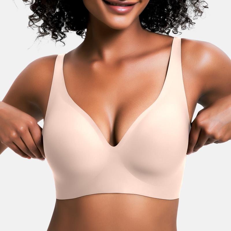 Jelly Wireless Womens Comfortable Wireless Bras Push Up Bralettes Seamless Tshirts Bras Deep V Everyday Bras