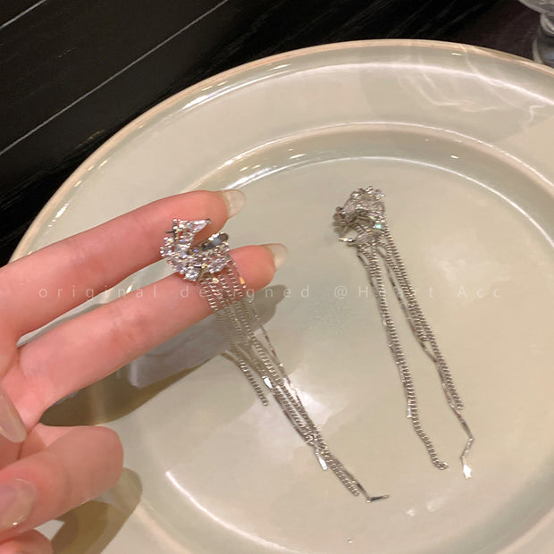 Long tassel ear cuff exquisite pierced earrings