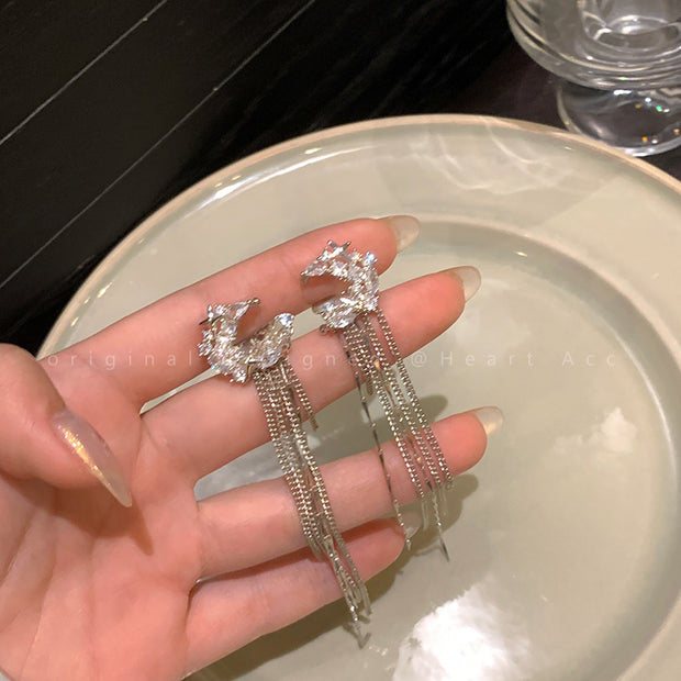 Long tassel ear cuff exquisite pierced earrings