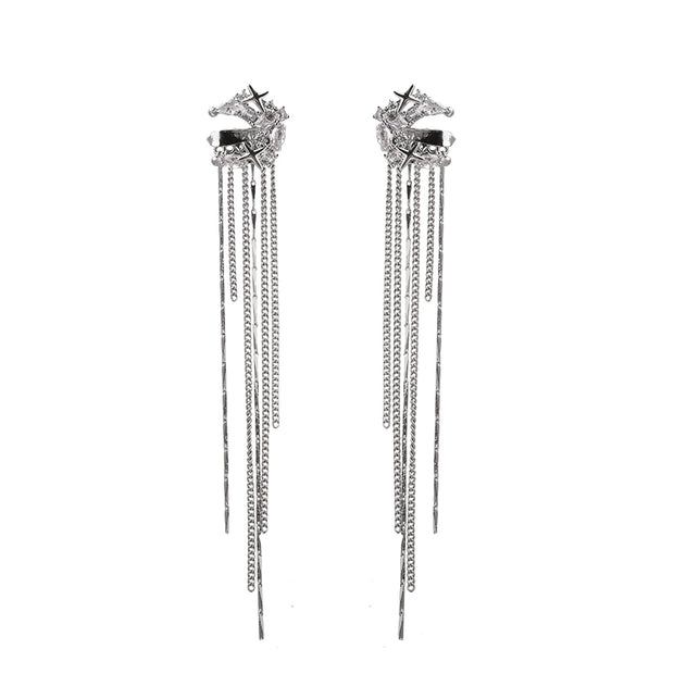 Long tassel ear cuff exquisite pierced earrings