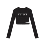 Long-Sleeve T-Shirt Round Neck Crop Top