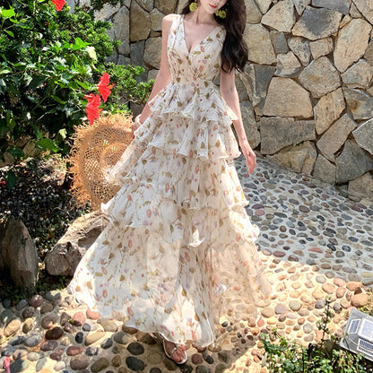 V-Neck Spaghetti Strap Cake Dress