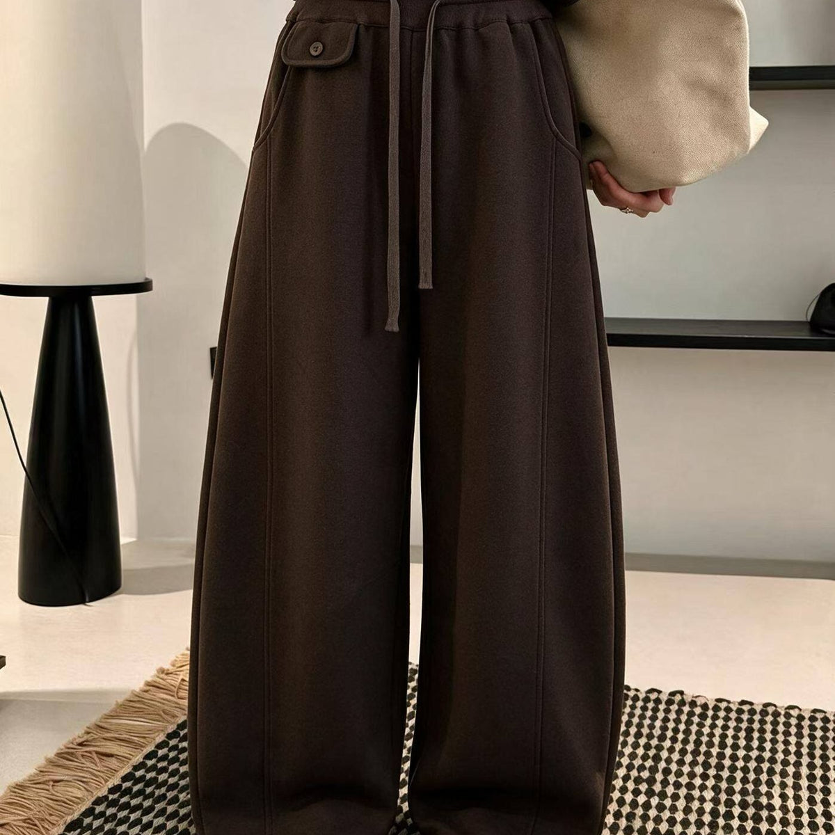 Lazy Style Drawstring Wide-Leg Sweatpants