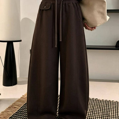 Lazy Style Drawstring Wide-Leg Sweatpants