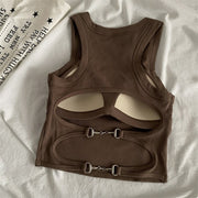 Cutout back skinny stretch sleeveless tank top