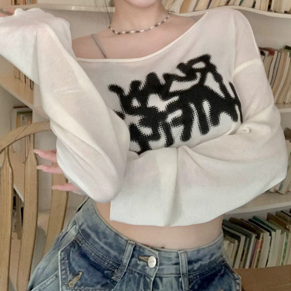 Letter Printed Sun Protection T-Shirt Crop Top