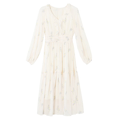 French-Style White Floral Dress