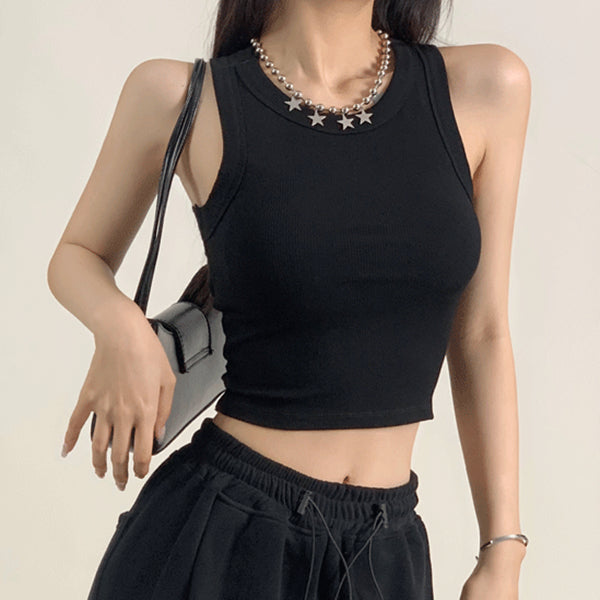Cutout back skinny stretch sleeveless tank top