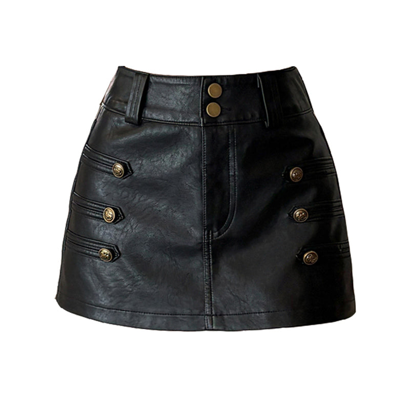 Retro PU Leather Utility Culottes
