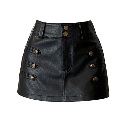 Retro PU Leather Utility Culottes