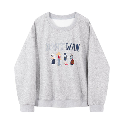 Cartoon Letter Print Long-Sleeved Sweatshirt