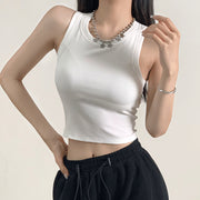 Cutout back skinny stretch sleeveless tank top