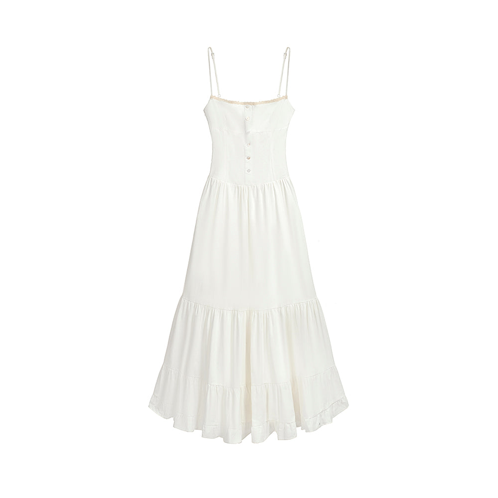 Pure Cotton White Tiered Cami Dress