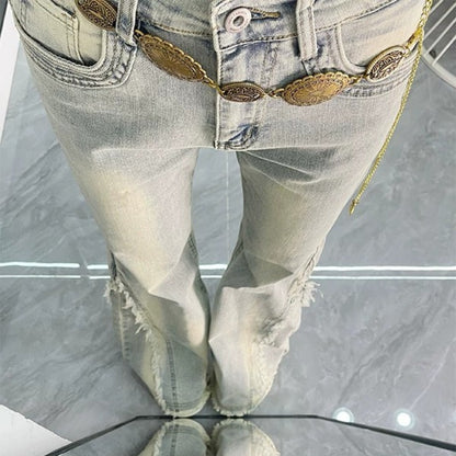 Retro Low-Rise Flared Jeans