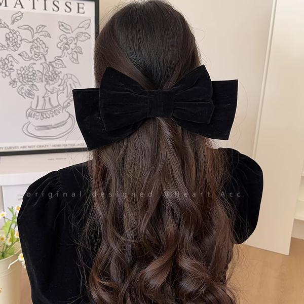 Bow Tie Back Head Velvet Spring Clip Hairpin Hair Accessory