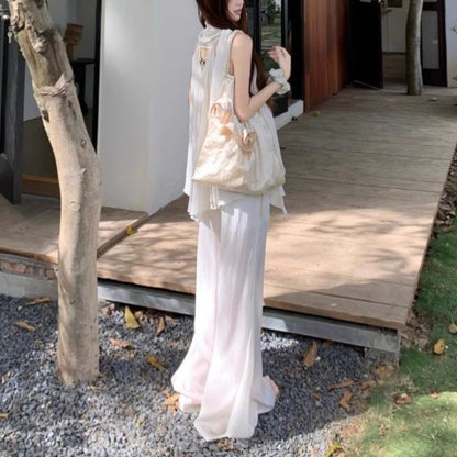 Stylish Sleeveless V-Neck Loose Vest And Pants Two-Piece Set