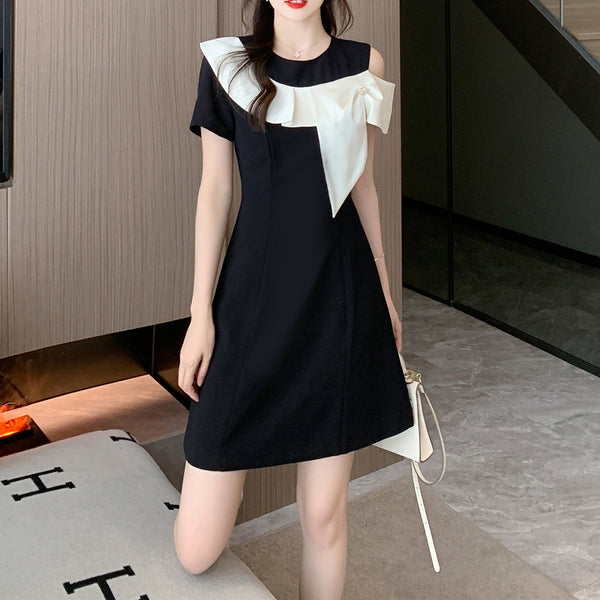 Color Block Simple Fashionable Short Dress